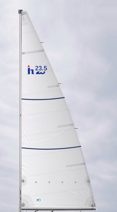 Hunter 23.5 Mainsail: white Dacron, cross-cut panels, class insignia Hunter 23.5 Mainsail: white Dacron, cross-cut panels, class insignia