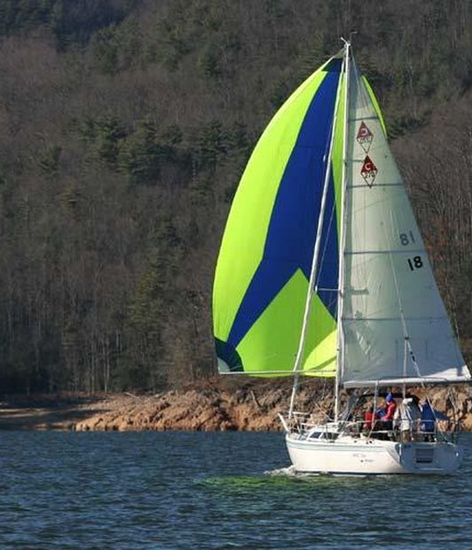 Green asymmetrical spinnaker