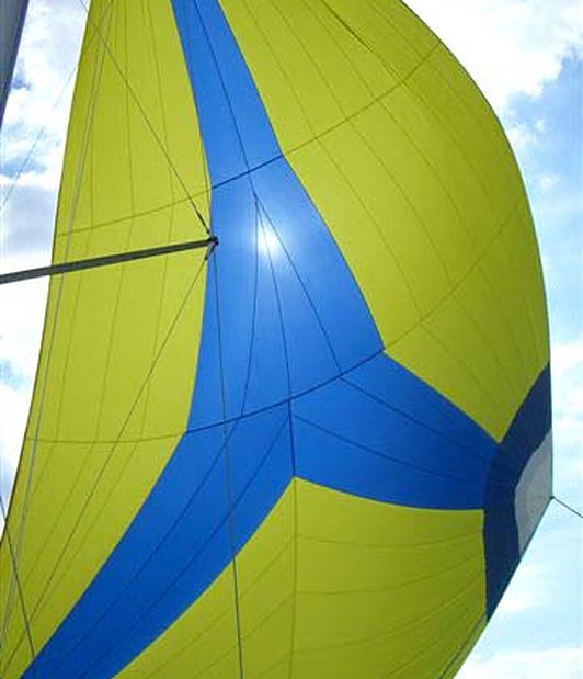 Yellow and blue spinnaker