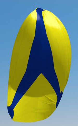Yellow and blue asymmetrical spinnaker