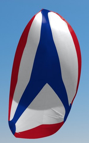 Red, white and blue asymmetrical spinnaker