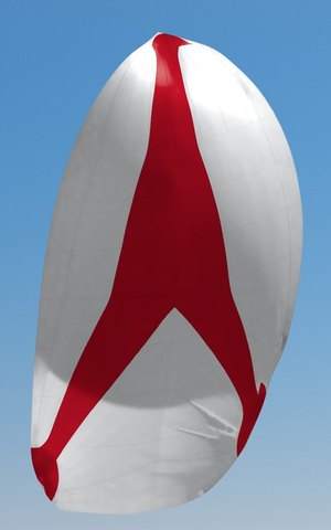 White and red asymmetrical spinnaker